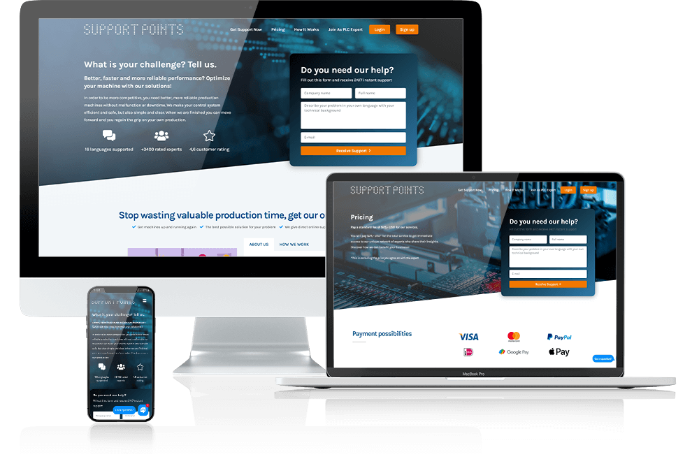 Mockup SupportPoints website